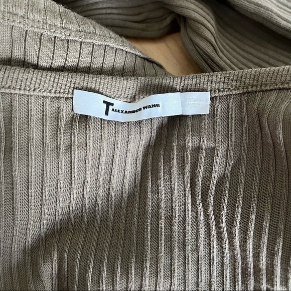 T by ALEXANDER WANG sz S Long Sleeve Crop Top Olive Green - Picture 6 of 8